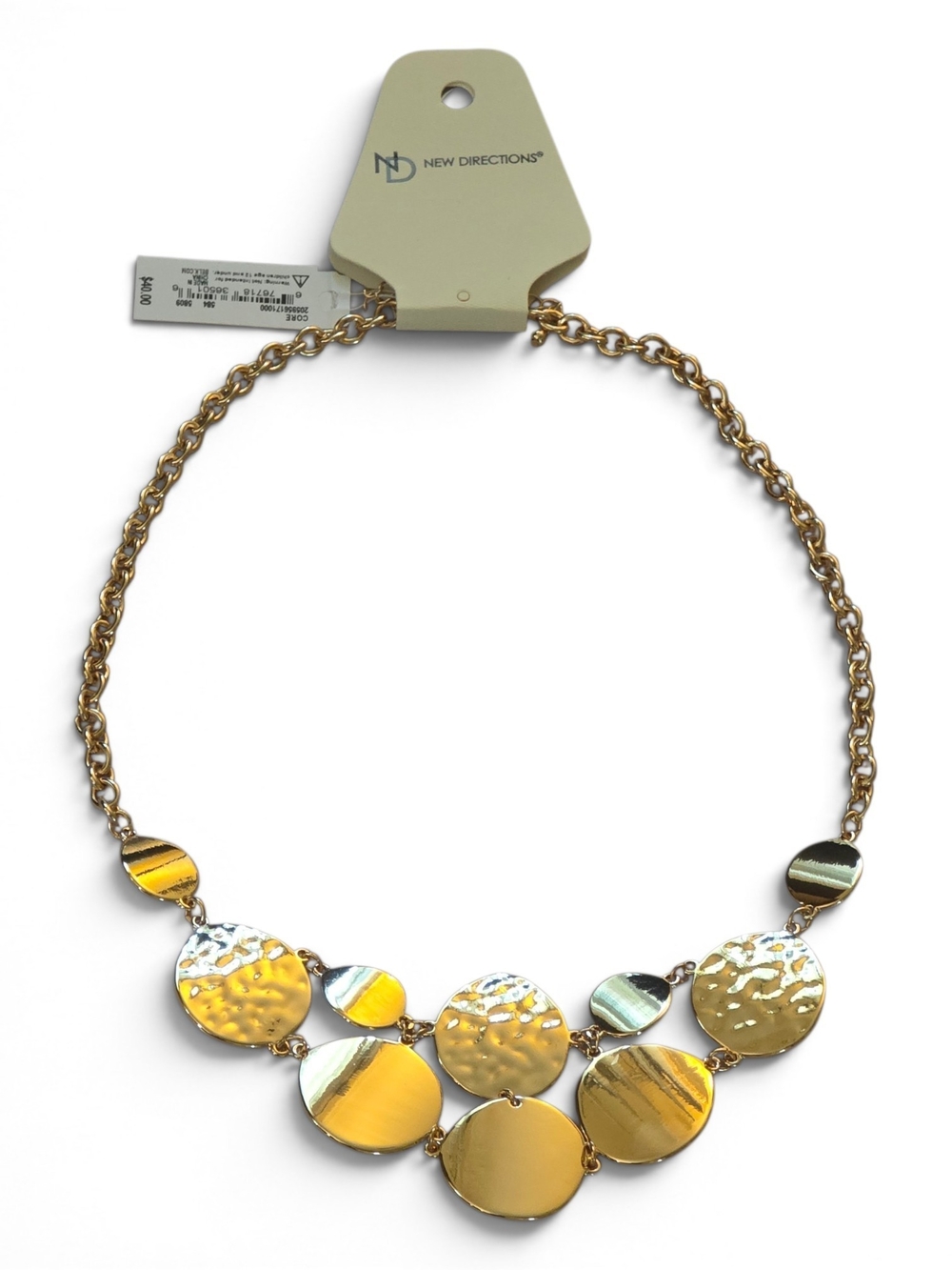 New Directions Gold-Tone Multi Disc Necklace with Hammered Accents